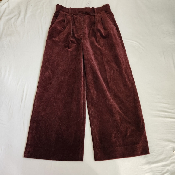 Banana Republic nwt Rivoli wide leg corduroy pants maroon size 12 short 12s - Picture 2 of 13
